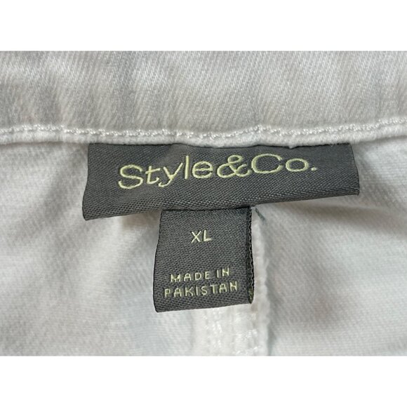 Style & Co. XL White Denim Pull-On Skirt With Back Pockets - Picture 8 of 9